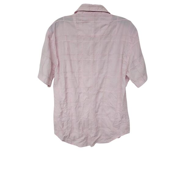 Vintage Guess Women’s Pink Shirt Medium Patchwork Short Sleeve Pastel - Picture 2 of 7